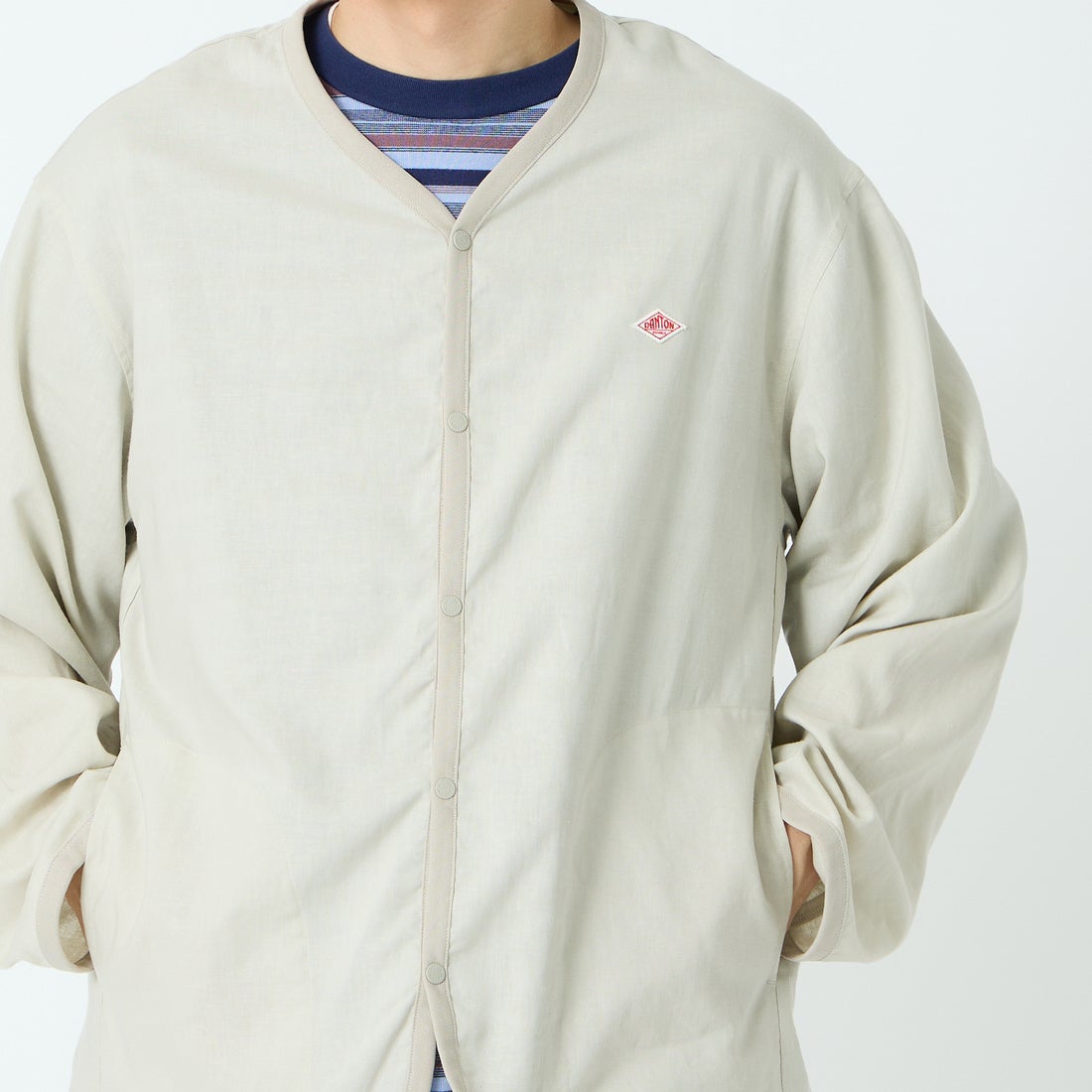 DANTON [ダントン] Vネック リネンシャツカーディガン [DT-B0350LIP] GREIGE