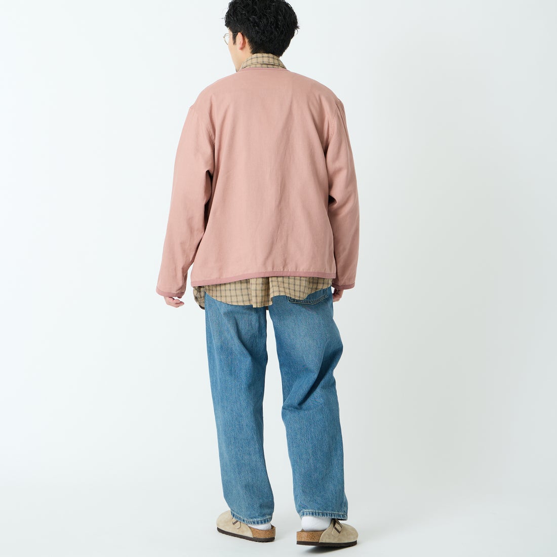 DANTON [ダントン] Vネック リネンシャツカーディガン [DT-B0350LIP] PINK &&モデル身長：168cm 着用サイズ：40&&