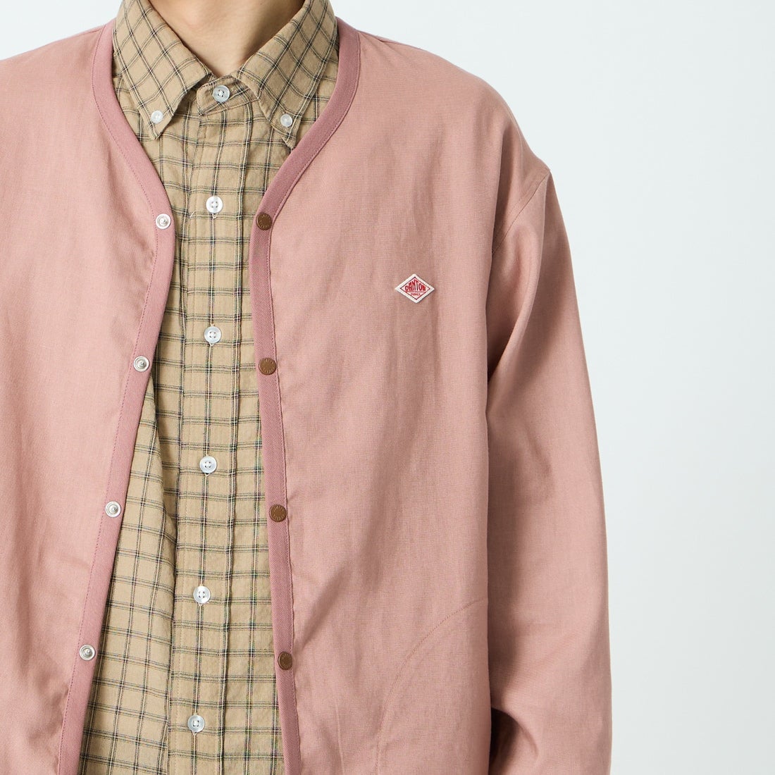 DANTON [ダントン] Vネック リネンシャツカーディガン [DT-B0350LIP] PINK