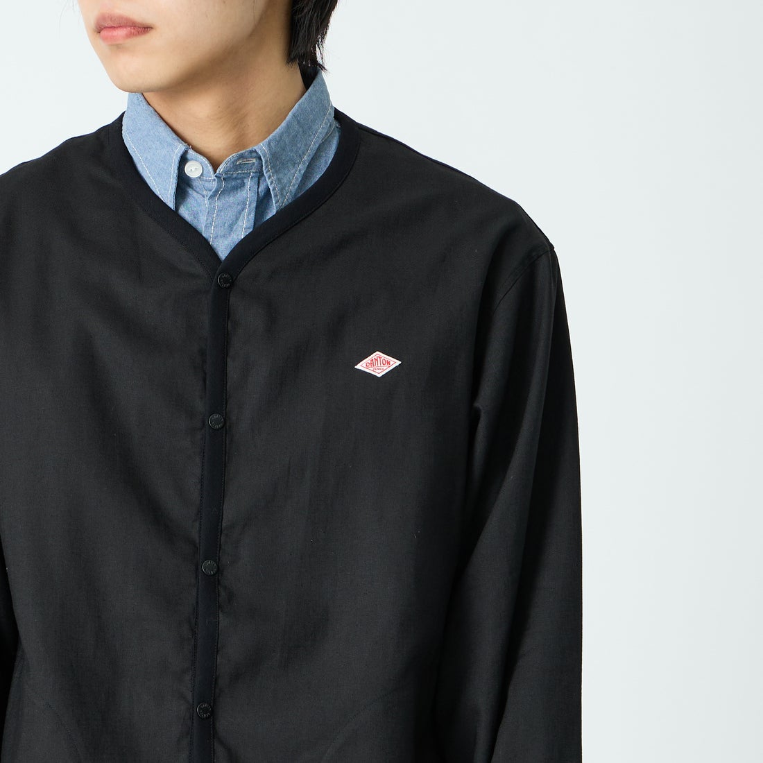 DANTON [ダントン] Vネック リネンシャツカーディガン [DT-B0350LIP] BLACK