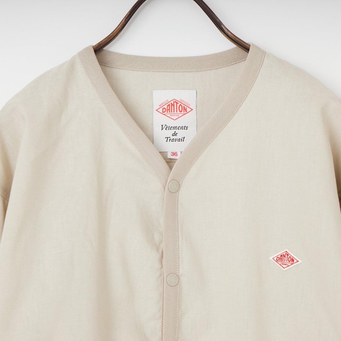 DANTON [ダントン] Vネック リネンシャツカーディガン [DT-B0350LIP] GREIGE