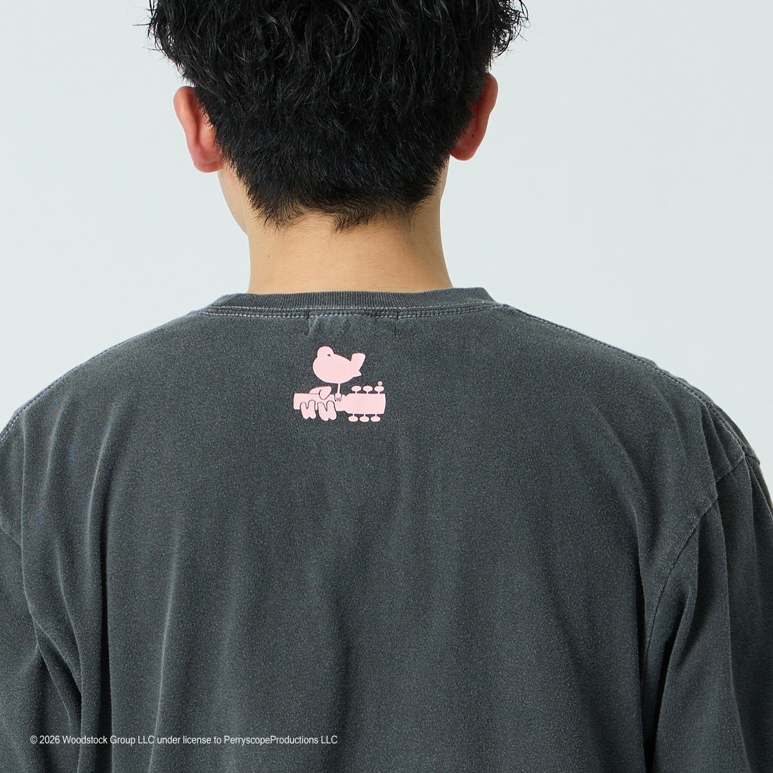 GOOD ROCK SPEED [グッドロックスピード] 別注 WOODSTOCK ロックプリントTシャツ [INTN-069-JF] CHARCOAL &&モデル身長：168cm 着用サイズ：L&&