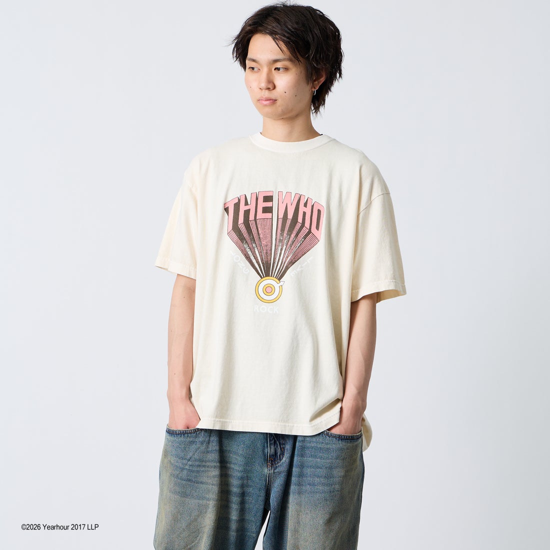 GOOD ROCK SPEED [グッドロックスピード] 別注 THE WHO ロックプリントTシャツ [INTN-068-JF] BEIGE &&モデル身長：177cm 着用サイズ：XL&&