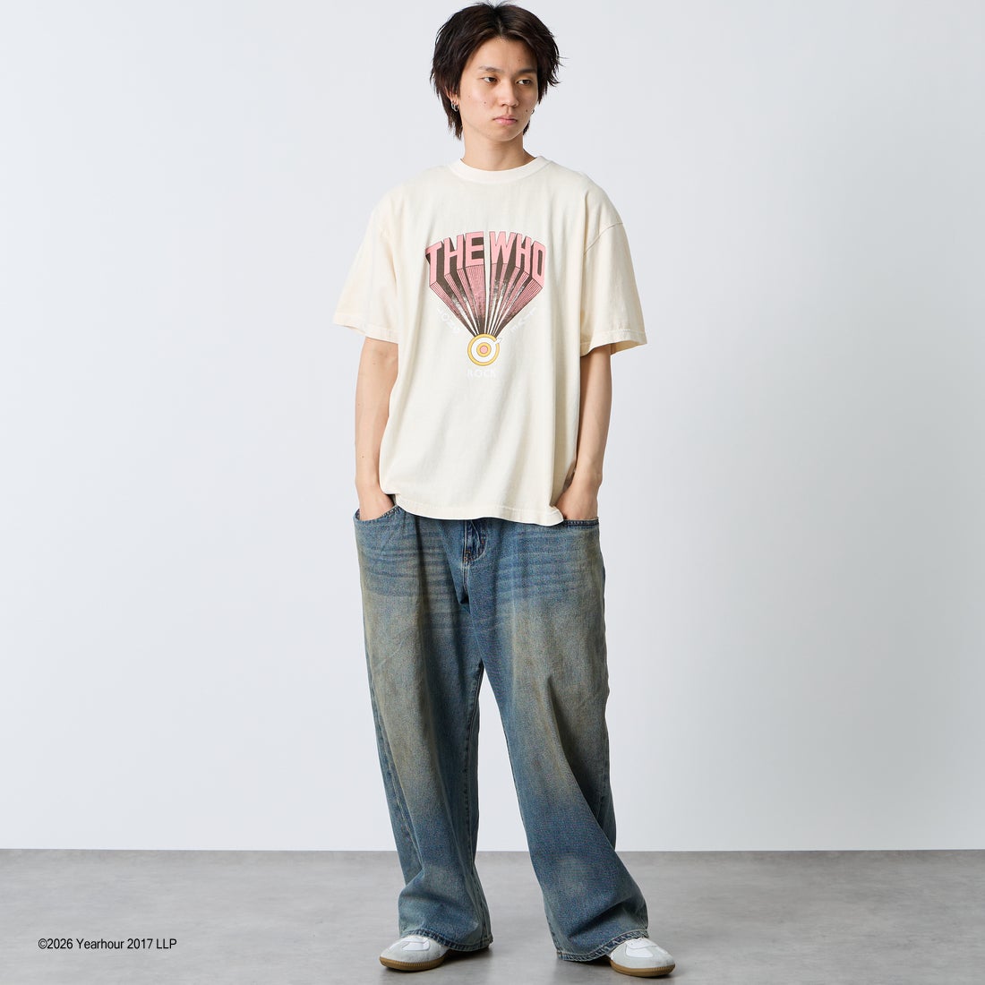 GOOD ROCK SPEED [グッドロックスピード] 別注 THE WHO ロックプリントTシャツ [INTN-068-JF] BEIGE &&モデル身長：177cm 着用サイズ：XL&&
