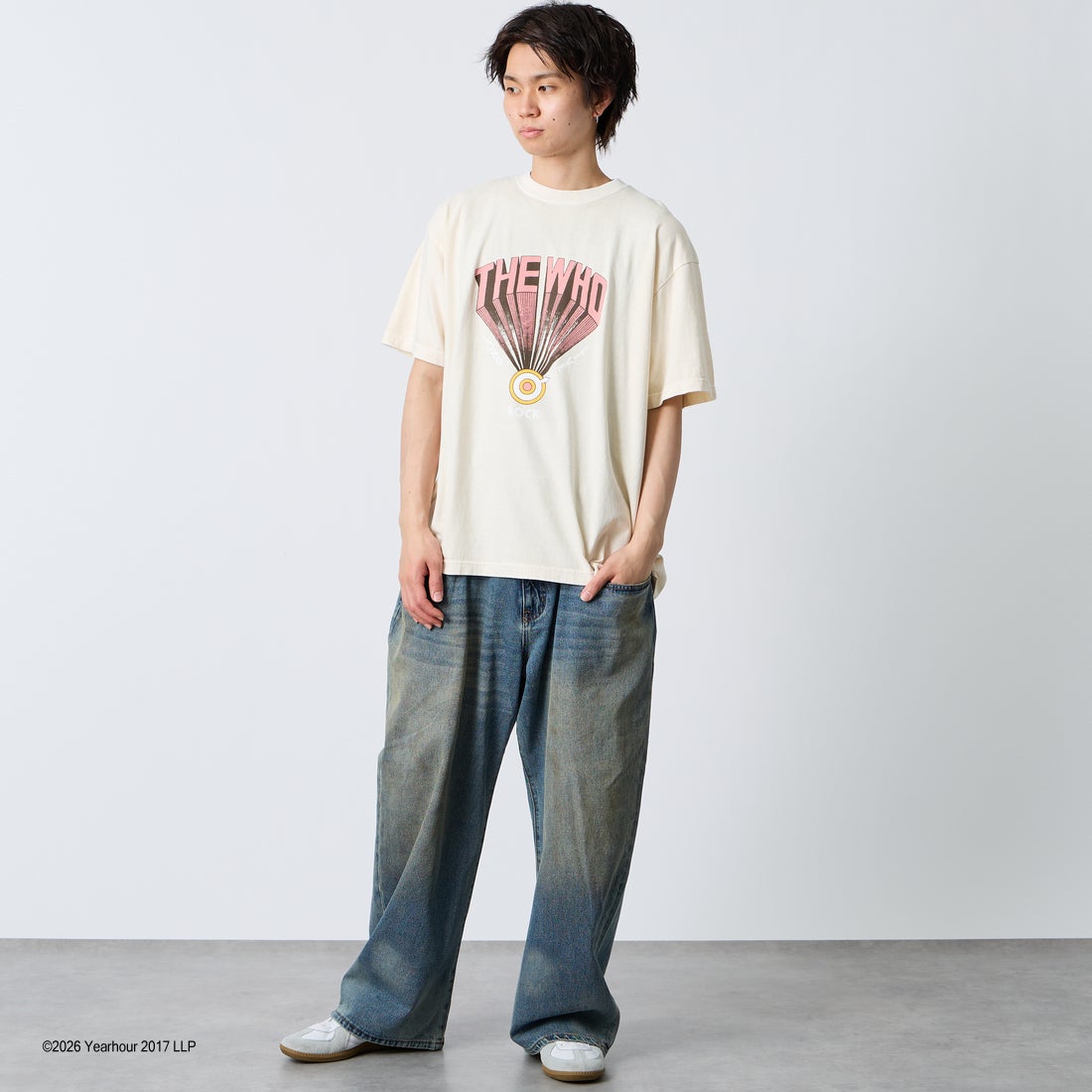 GOOD ROCK SPEED [グッドロックスピード] 別注 THE WHO ロックプリントTシャツ [INTN-068-JF] BEIGE &&モデル身長：177cm 着用サイズ：XL&&