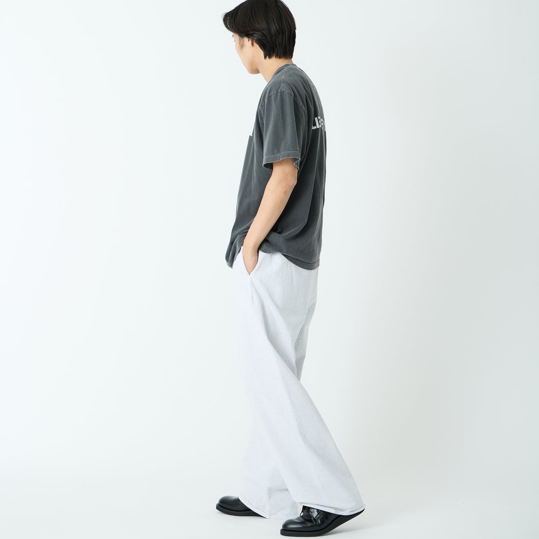 GOOD ROCK SPEED [グッドロックスピード] 別注 NIRVANA プリントロックTシャツ [INTN-067-JF] CHARCOAL &&モデル身長：179cm 着用サイズ：XL&&