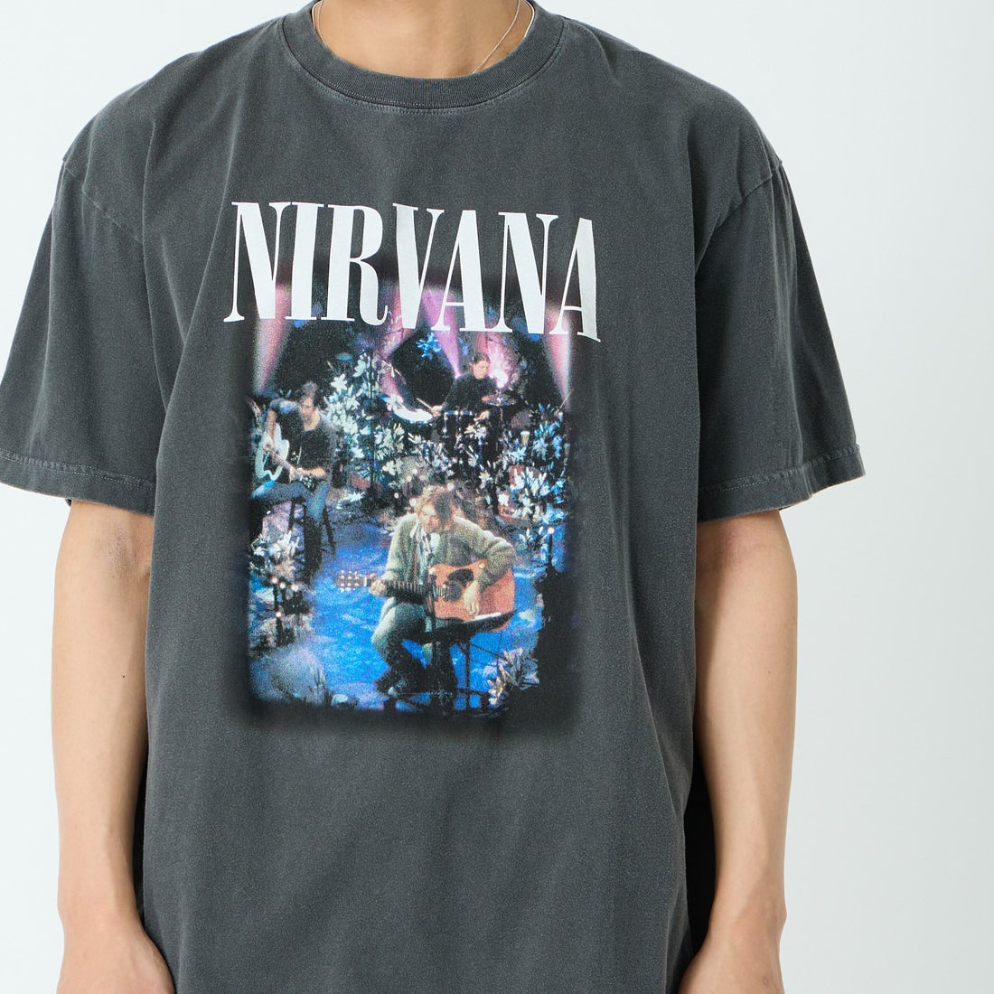GOOD ROCK SPEED [グッドロックスピード] 別注 NIRVANA プリントロックTシャツ [INTN-067-JF] CHARCOAL &&モデル身長：179cm 着用サイズ：XL&&