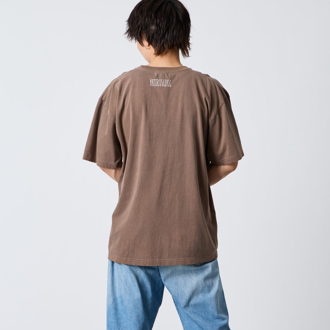GOOD ROCK SPEED [グッドロックスピード] 別注 NIRVANA ロックプリントTシャツ [INTN-066-JF] BROWN &&モデル身長：177cm 着用サイズ：XL&&