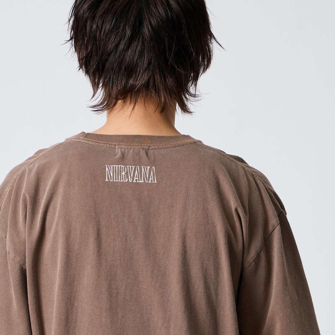 GOOD ROCK SPEED [グッドロックスピード] 別注 NIRVANA ロックプリントTシャツ [INTN-066-JF] BROWN &&モデル身長：177cm 着用サイズ：XL&&