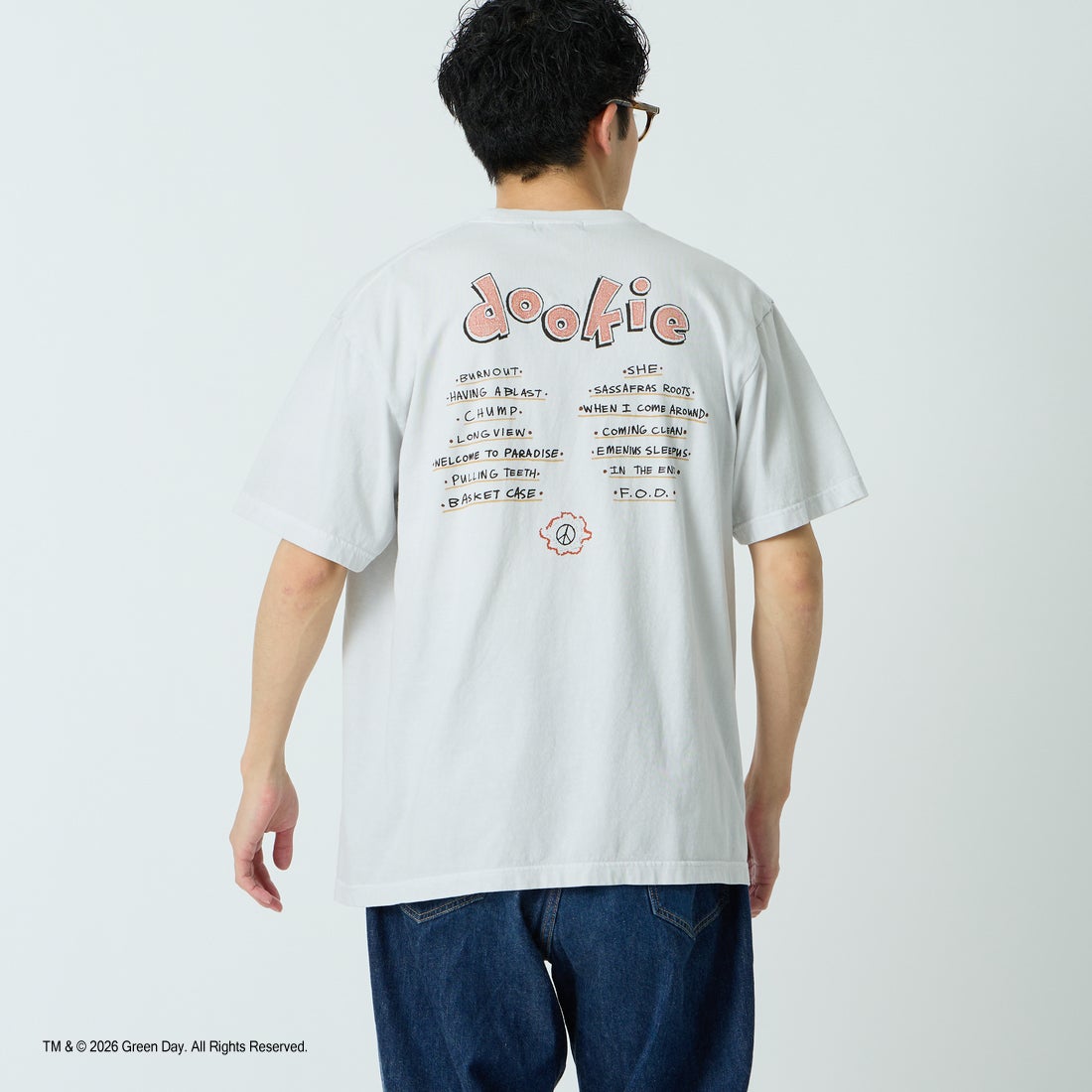 GOOD ROCK SPEED [グッドロックスピード] 別注 GREEN DAY ロックプリントTシャツ [INTN-065-JF] LT.GRAY &&モデル身長：168cm 着用サイズ：L&&