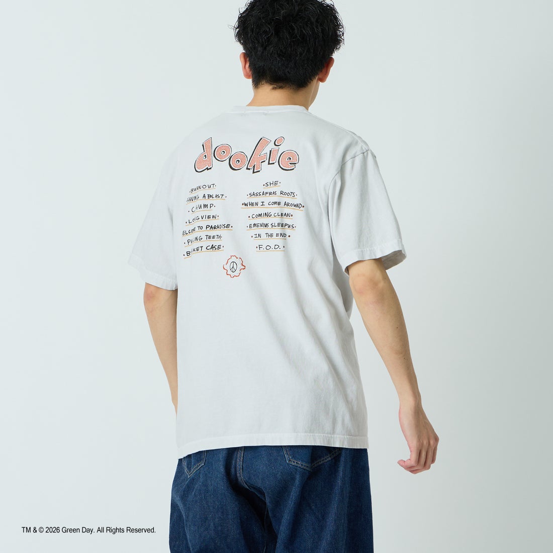 GOOD ROCK SPEED [グッドロックスピード] 別注 GREEN DAY ロックプリントTシャツ [INTN-065-JF] LT.GRAY &&モデル身長：168cm 着用サイズ：L&&