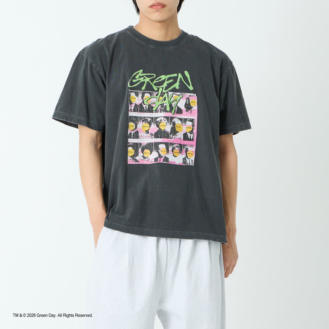 GOOD ROCK SPEED [グッドロックスピード] 別注 GREEN DAY ロックプリントTシャツ [INTN-064-JF] CHARCOAL &&モデル身長：179cm 着用サイズ：L&&
