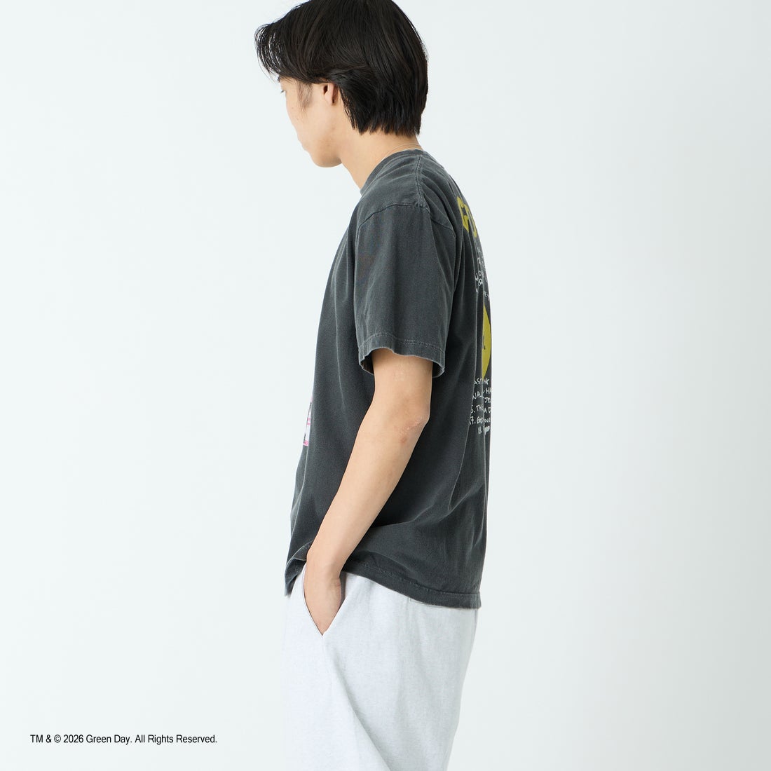 GOOD ROCK SPEED [グッドロックスピード] 別注 GREEN DAY ロックプリントTシャツ [INTN-064-JF] CHARCOAL &&モデル身長：179cm 着用サイズ：L&&