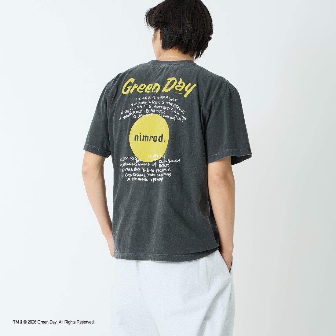 GOOD ROCK SPEED [グッドロックスピード] 別注 GREEN DAY ロックプリントTシャツ [INTN-064-JF] CHARCOAL &&モデル身長：179cm 着用サイズ：L&&