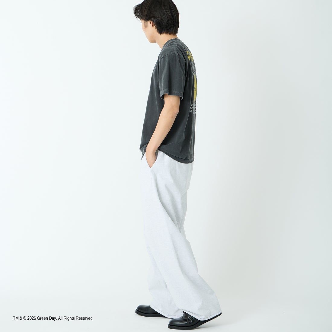 GOOD ROCK SPEED [グッドロックスピード] 別注 GREEN DAY ロックプリントTシャツ [INTN-064-JF] CHARCOAL &&モデル身長：179cm 着用サイズ：L&&