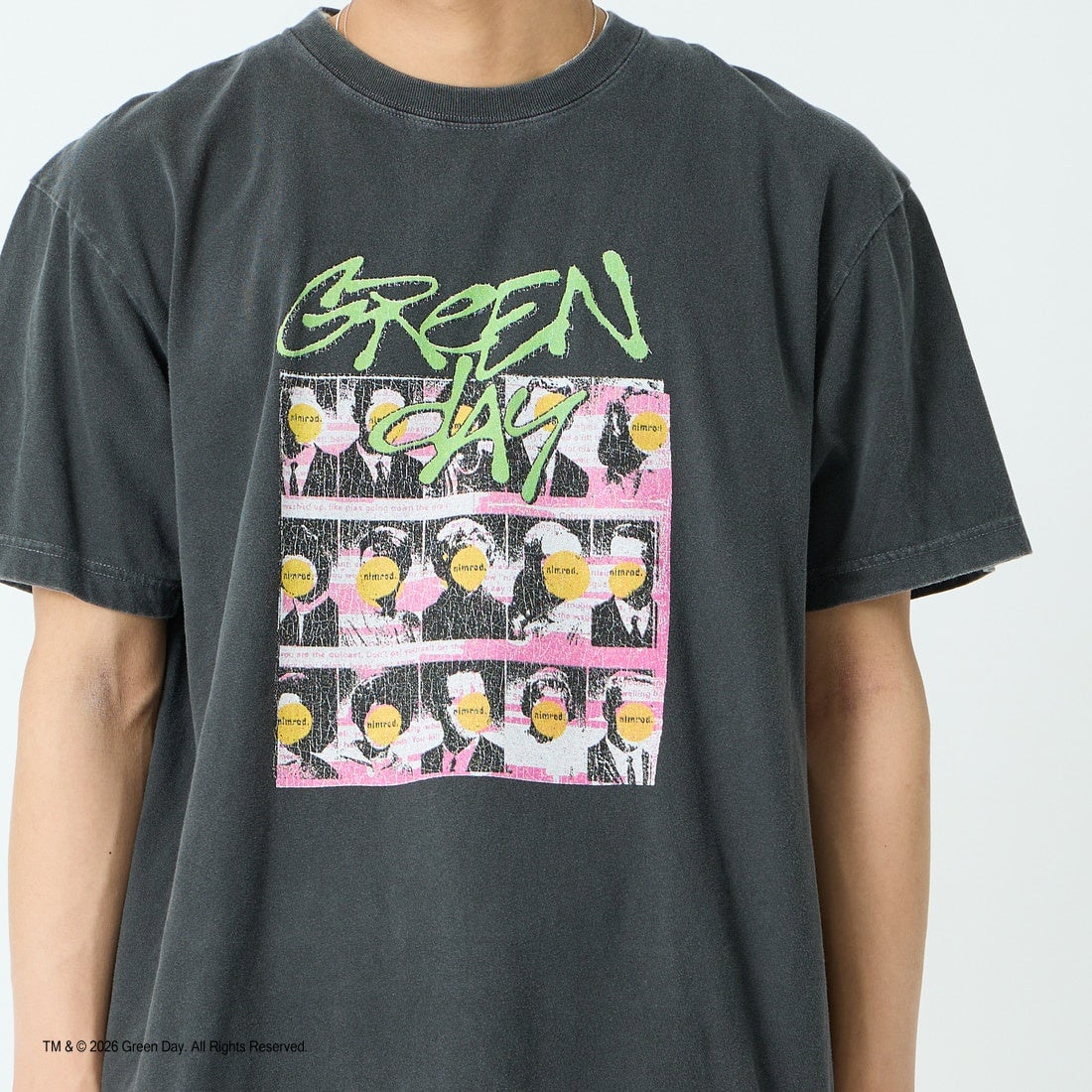 GOOD ROCK SPEED [グッドロックスピード] 別注 GREEN DAY ロックプリントTシャツ [INTN-064-JF] CHARCOAL &&モデル身長：179cm 着用サイズ：L&&
