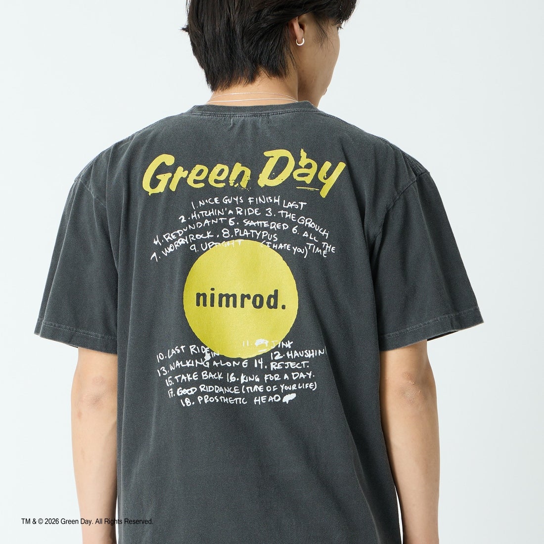 GOOD ROCK SPEED [グッドロックスピード] 別注 GREEN DAY ロックプリントTシャツ [INTN-064-JF] CHARCOAL &&モデル身長：179cm 着用サイズ：L&&