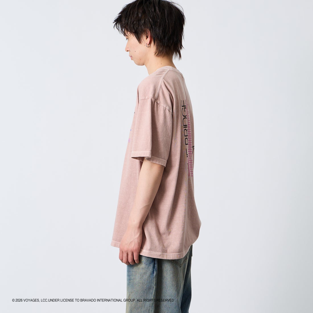 GOOD ROCK SPEED [グッドロックスピード] 別注 BILLY JOEL ロックプリントTシャツ [INTN-063-JF] PINK &&モデル身長：177cm 着用サイズ：XL&&