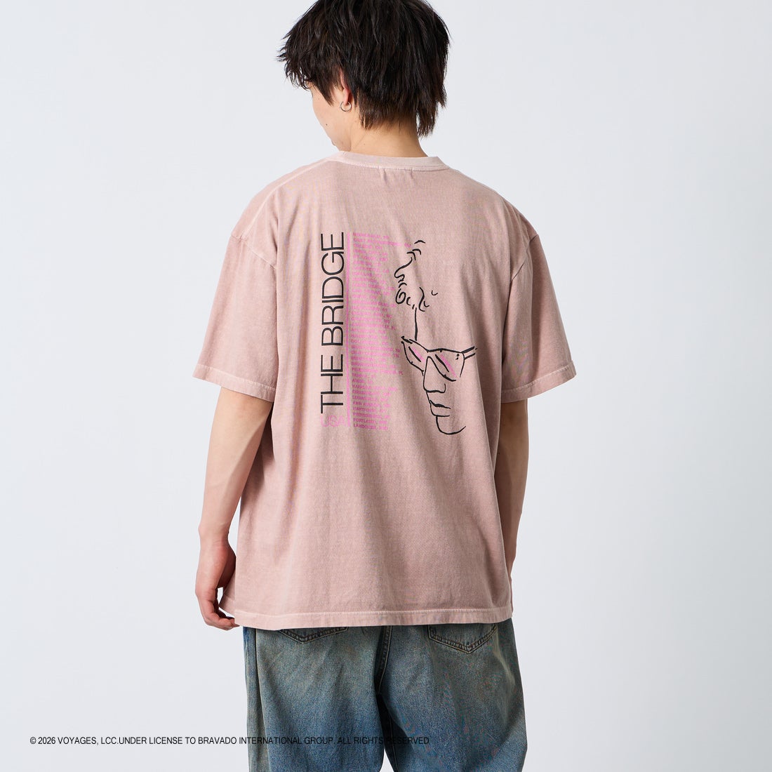 GOOD ROCK SPEED [グッドロックスピード] 別注 BILLY JOEL ロックプリントTシャツ [INTN-063-JF] PINK &&モデル身長：177cm 着用サイズ：XL&&