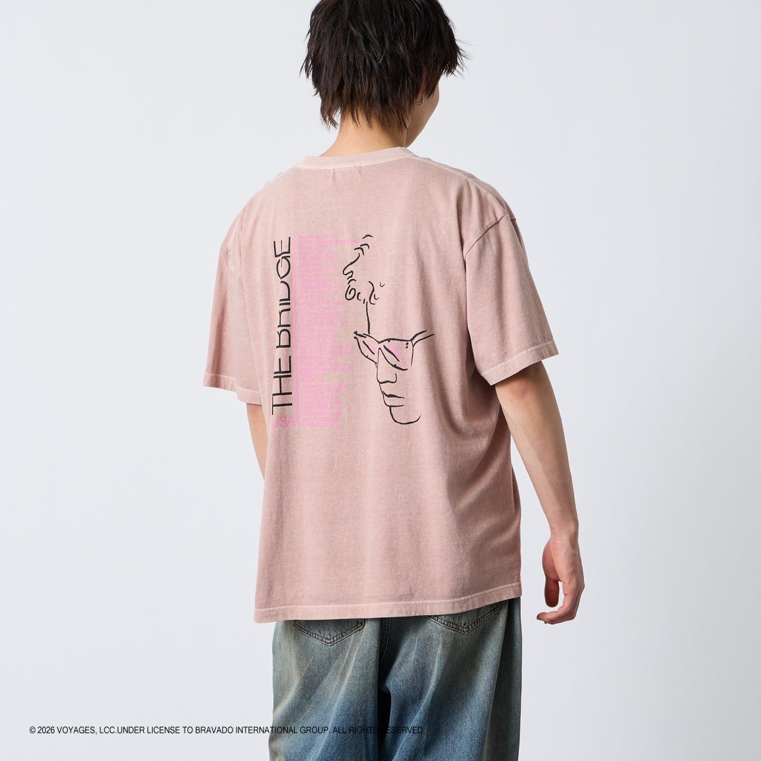 GOOD ROCK SPEED [グッドロックスピード] 別注 BILLY JOEL ロックプリントTシャツ [INTN-063-JF] PINK &&モデル身長：177cm 着用サイズ：XL&&