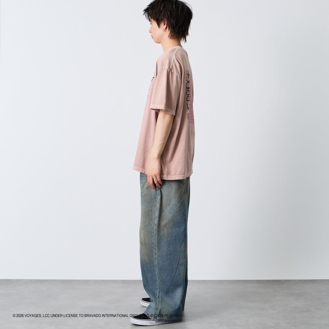 GOOD ROCK SPEED [グッドロックスピード] 別注 BILLY JOEL ロックプリントTシャツ [INTN-063-JF] PINK &&モデル身長：177cm 着用サイズ：XL&&