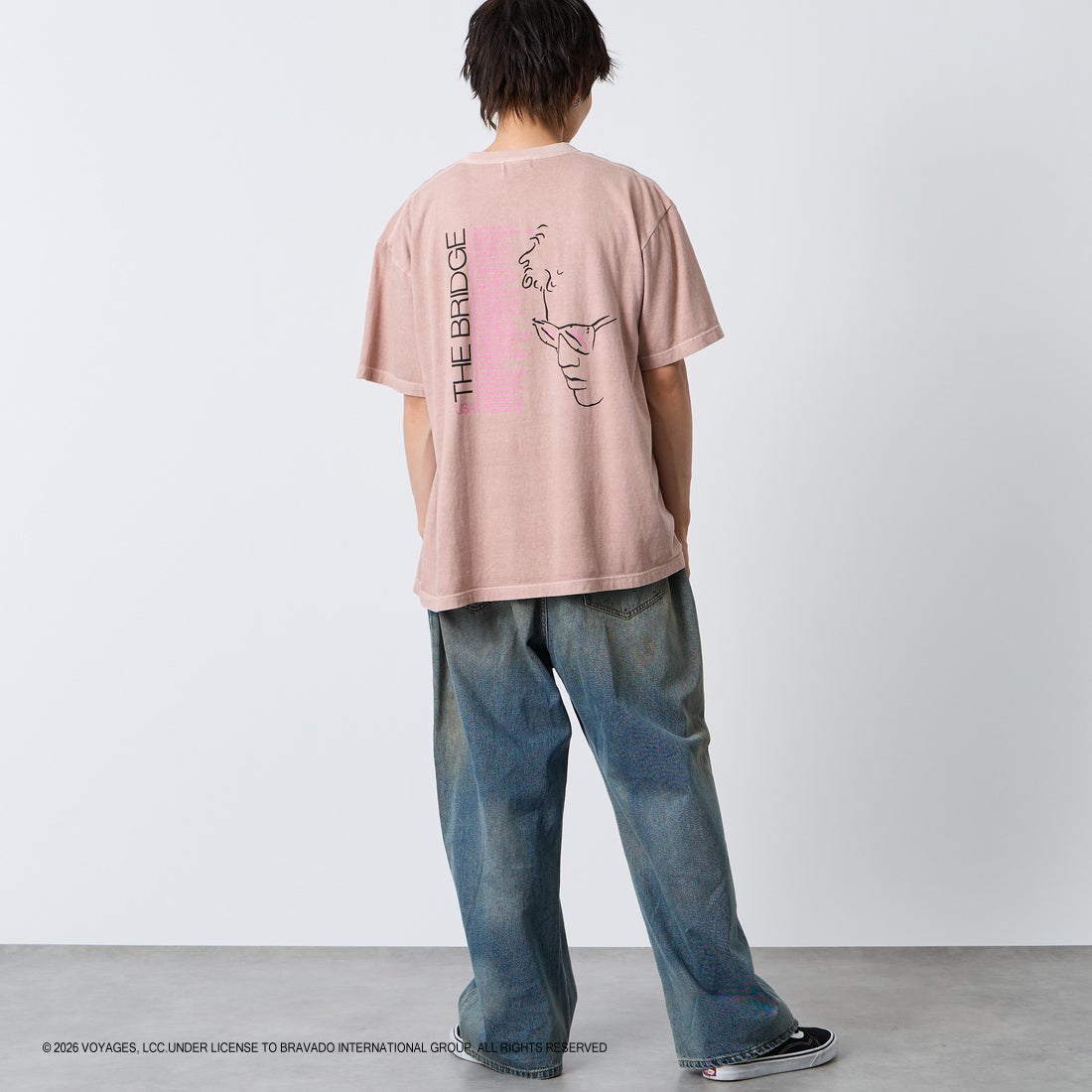GOOD ROCK SPEED [グッドロックスピード] 別注 BILLY JOEL ロックプリントTシャツ [INTN-063-JF] PINK &&モデル身長：177cm 着用サイズ：XL&&