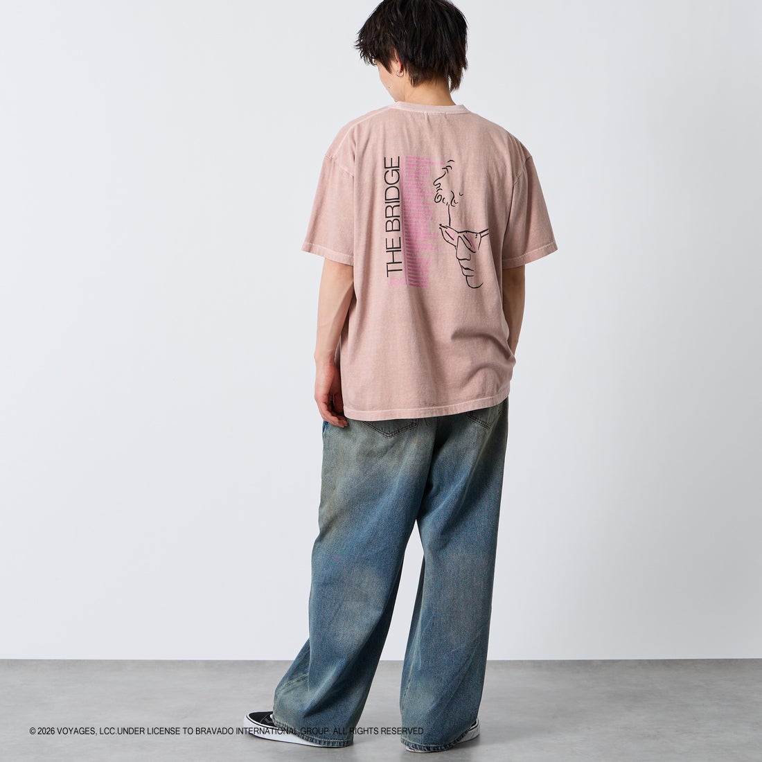 GOOD ROCK SPEED [グッドロックスピード] 別注 BILLY JOEL ロックプリントTシャツ [INTN-063-JF] PINK &&モデル身長：177cm 着用サイズ：XL&&