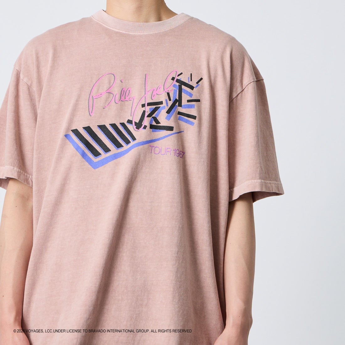 GOOD ROCK SPEED [グッドロックスピード] 別注 BILLY JOEL ロックプリントTシャツ [INTN-063-JF] PINK &&モデル身長：177cm 着用サイズ：XL&&