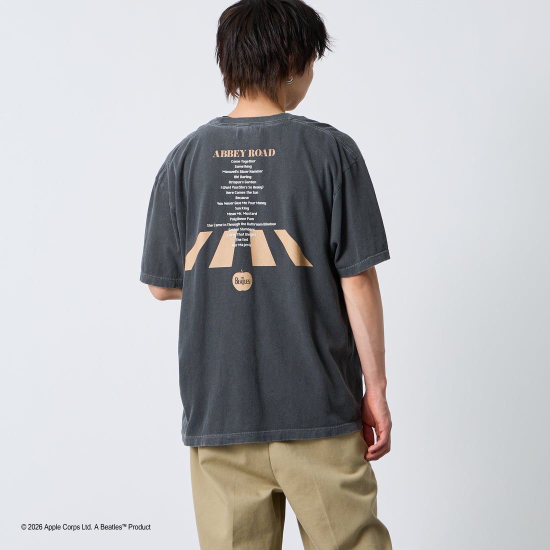 GOOD ROCK SPEED [グッドロックスピード] 別注 THE BEATLES ロックプリントTシャツ [INTN-062-JF] CHARCOAL &&モデル身長：168cm 着用サイズ：XL&&