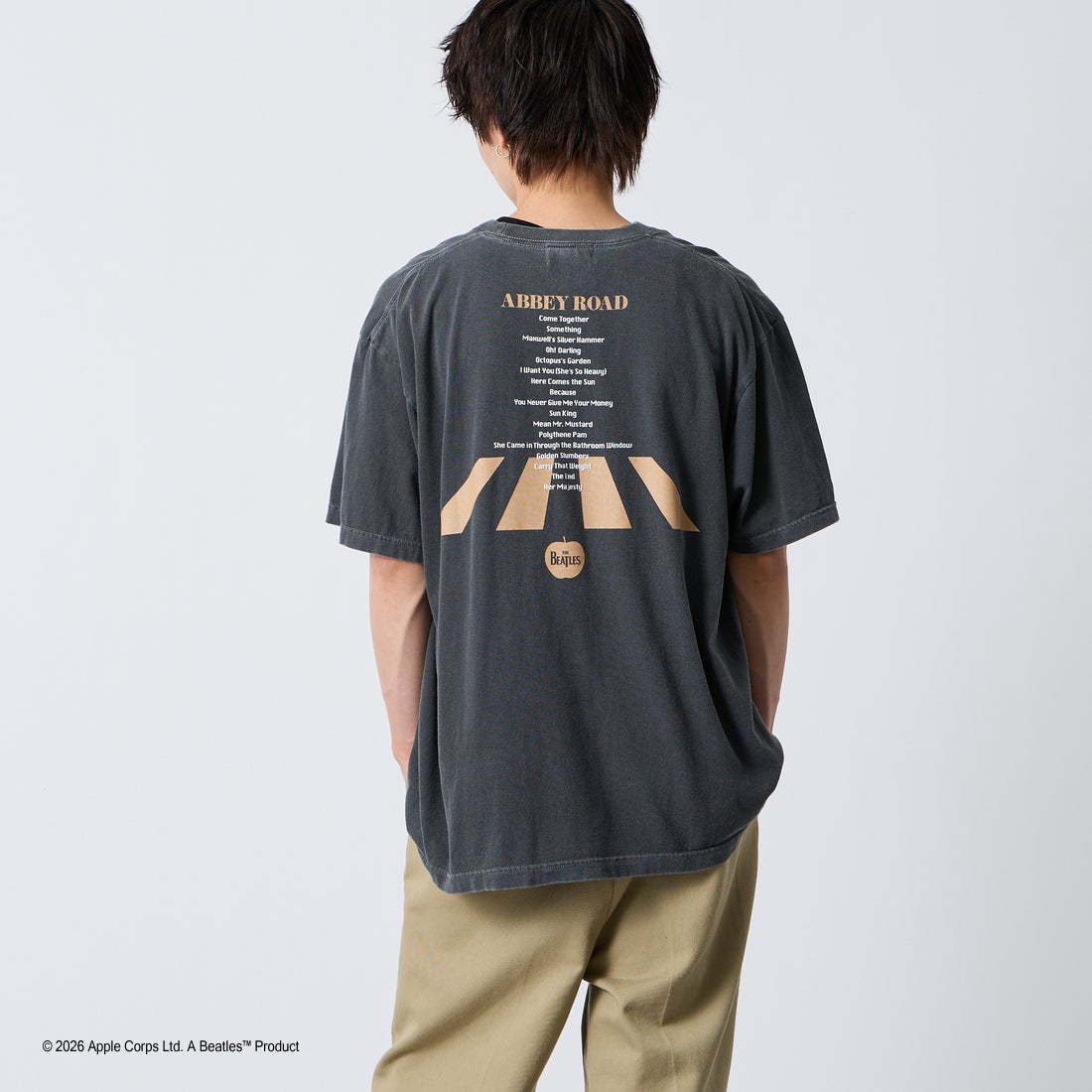GOOD ROCK SPEED [グッドロックスピード] 別注 THE BEATLES ロックプリントTシャツ [INTN-062-JF] CHARCOAL &&モデル身長：168cm 着用サイズ：XL&&