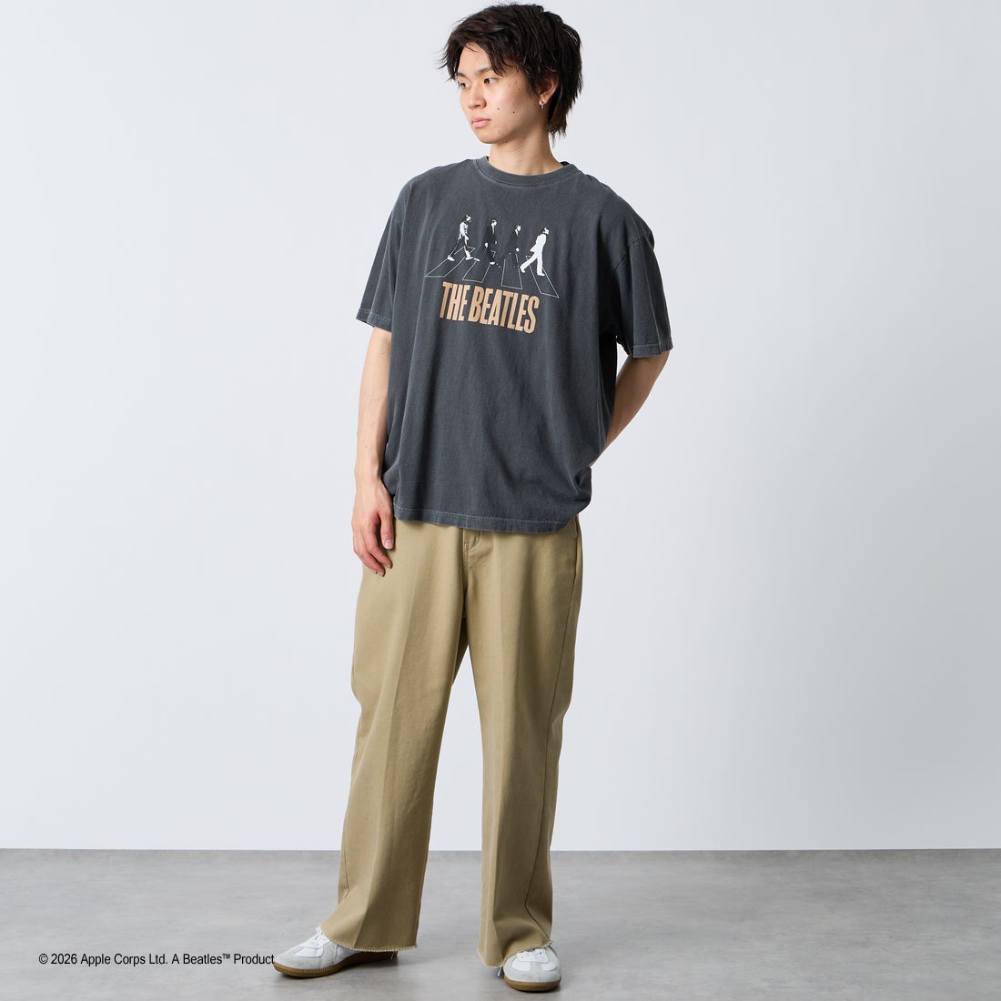 GOOD ROCK SPEED [グッドロックスピード] 別注 THE BEATLES ロックプリントTシャツ [INTN-062-JF] CHARCOAL &&モデル身長：168cm 着用サイズ：XL&&