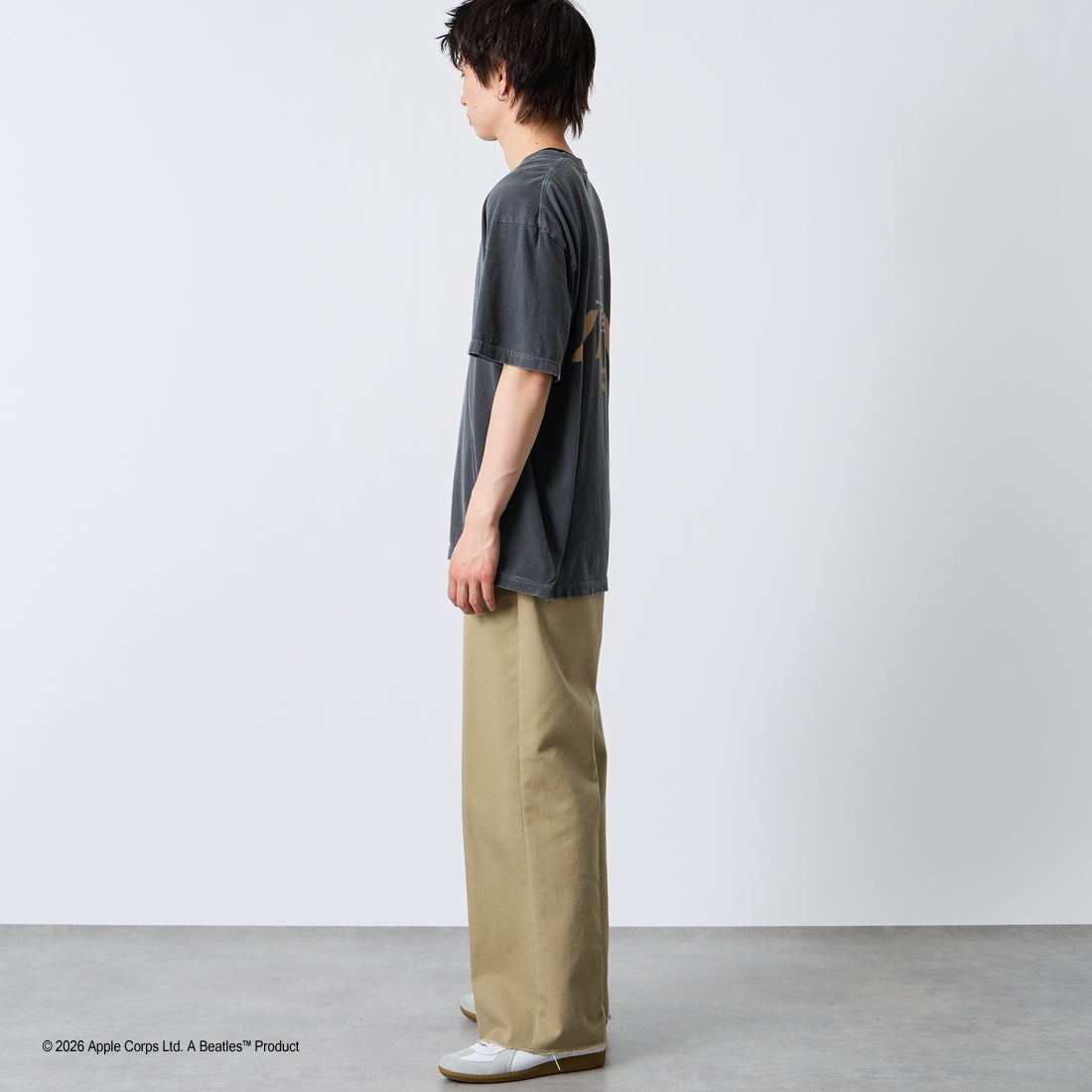 GOOD ROCK SPEED [グッドロックスピード] 別注 THE BEATLES ロックプリントTシャツ [INTN-062-JF] CHARCOAL &&モデル身長：168cm 着用サイズ：XL&&