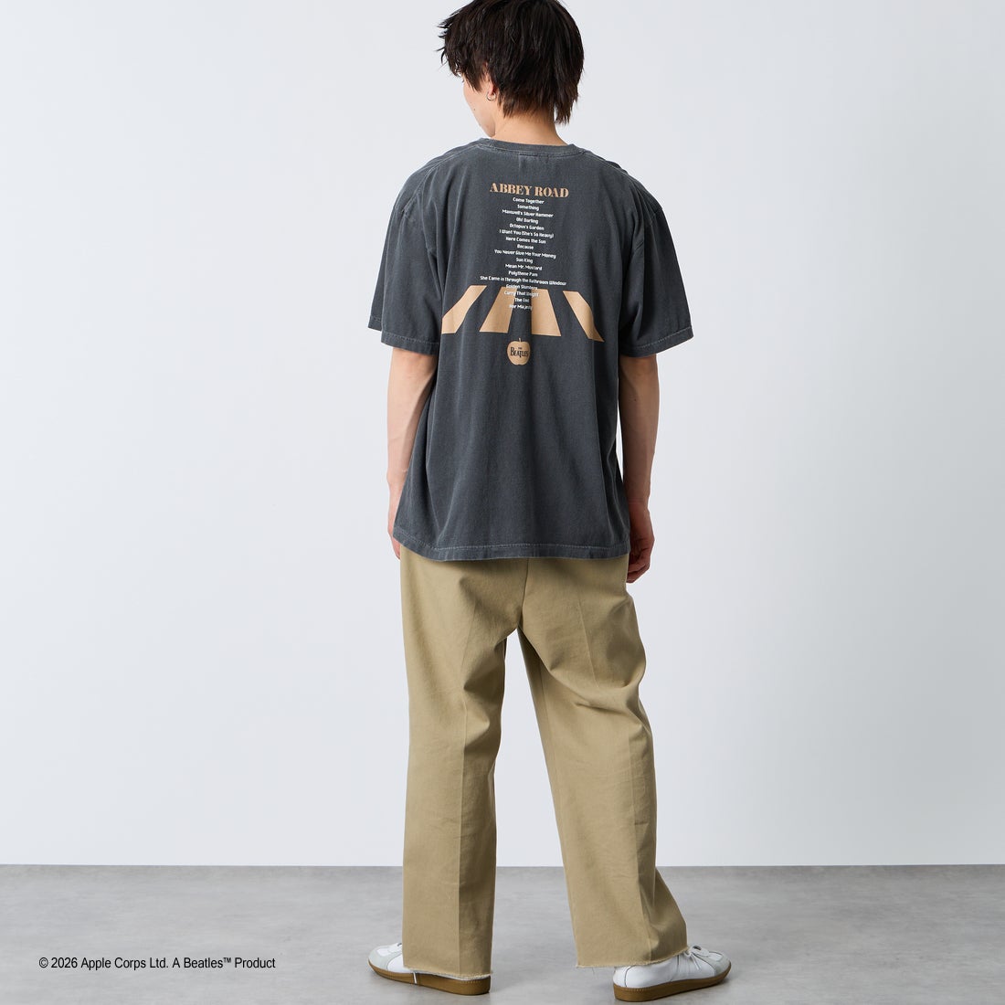 GOOD ROCK SPEED [グッドロックスピード] 別注 THE BEATLES ロックプリントTシャツ [INTN-062-JF] CHARCOAL &&モデル身長：168cm 着用サイズ：XL&&