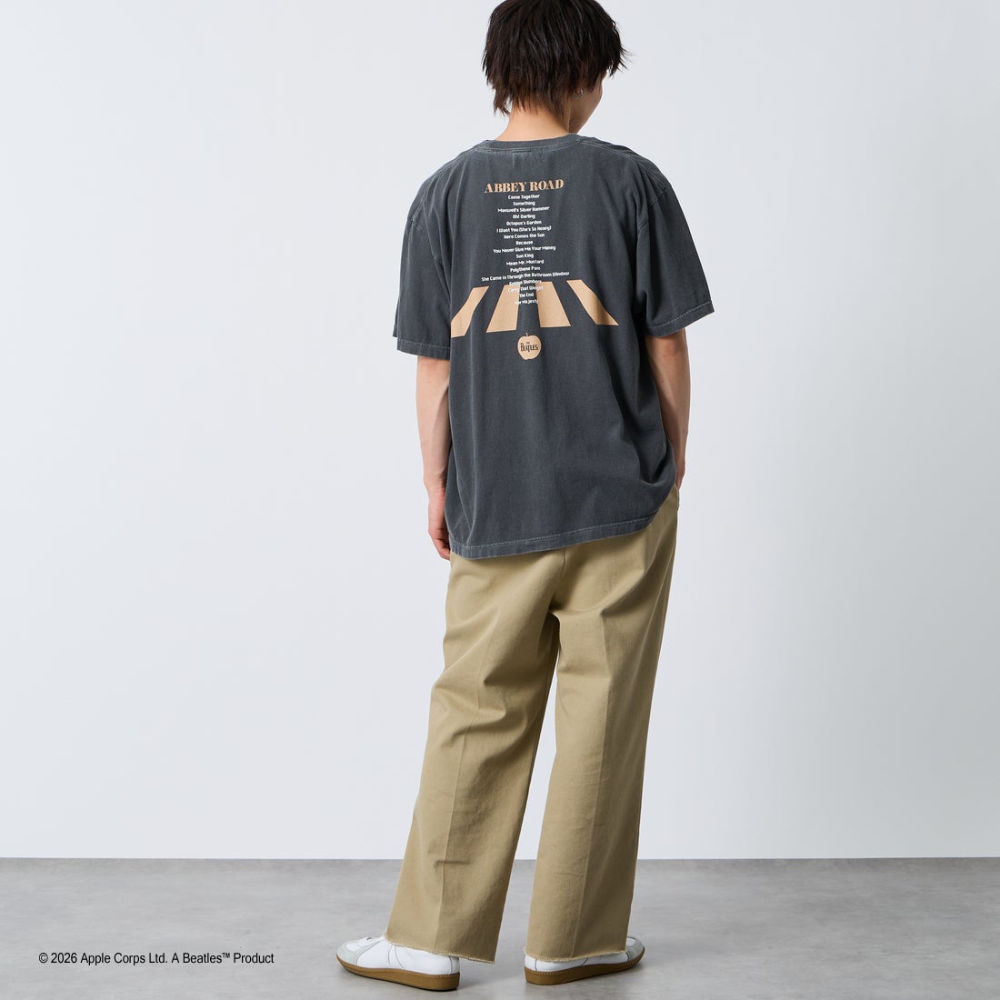 GOOD ROCK SPEED [グッドロックスピード] 別注 THE BEATLES ロックプリントTシャツ [INTN-062-JF] CHARCOAL &&モデル身長：168cm 着用サイズ：XL&&