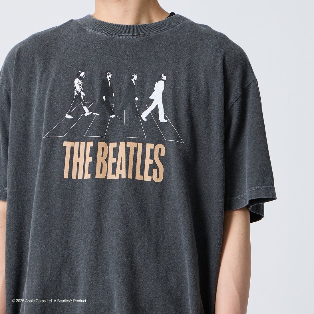 GOOD ROCK SPEED [グッドロックスピード] 別注 THE BEATLES ロックプリントTシャツ [INTN-062-JF] CHARCOAL &&モデル身長：168cm 着用サイズ：XL&&