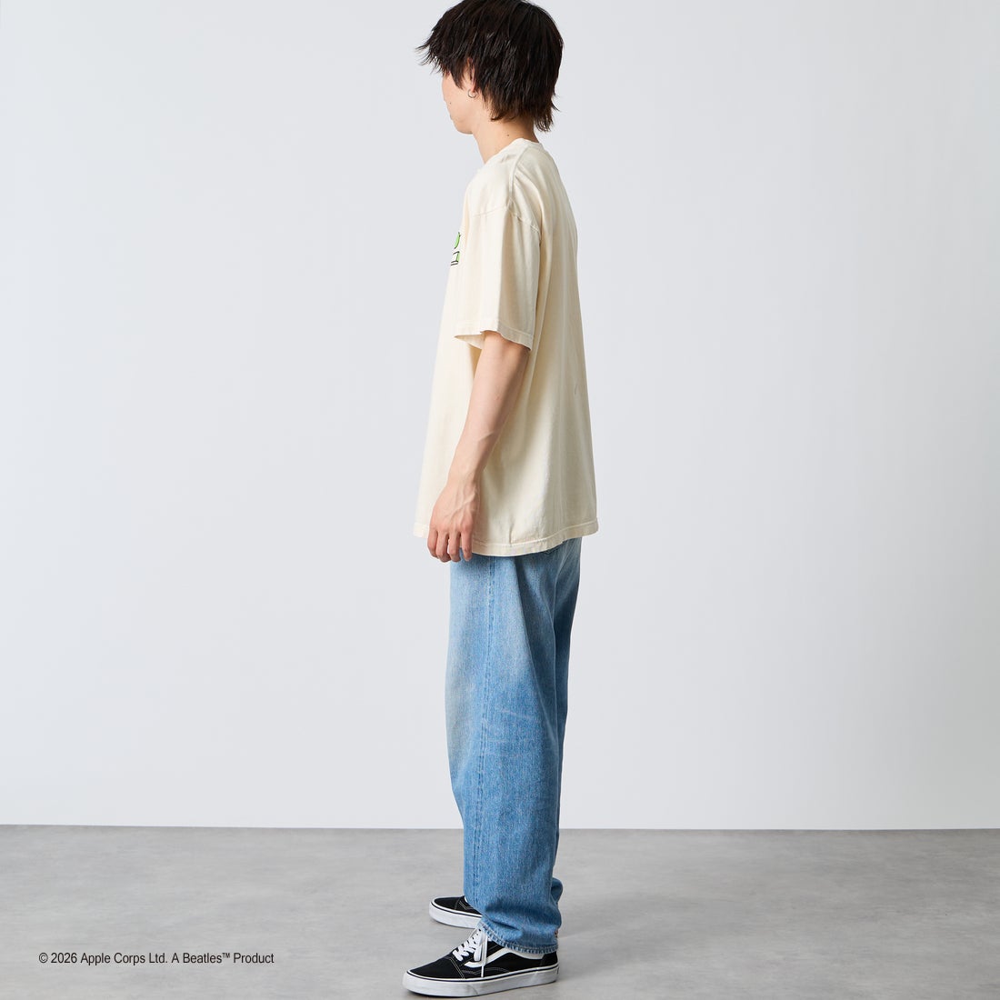 GOOD ROCK SPEED [グッドロックスピード] 別注 THE BEATLES ロックプリントTシャツ [INTN-060-JF] BEIGE &&モデル身長：177cm 着用サイズ：XL&&