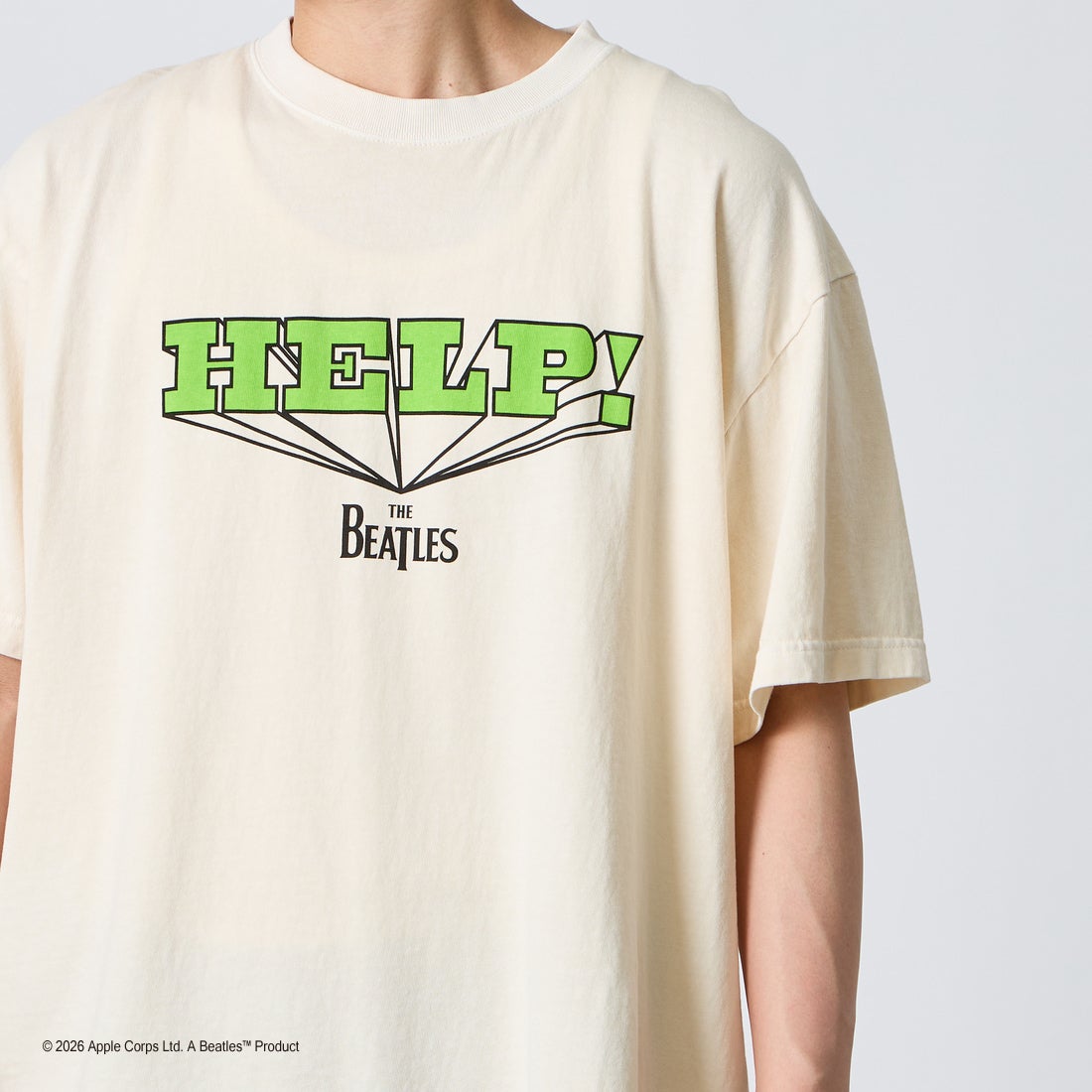 GOOD ROCK SPEED [グッドロックスピード] 別注 THE BEATLES ロックプリントTシャツ [INTN-060-JF] BEIGE &&モデル身長：177cm 着用サイズ：XL&&
