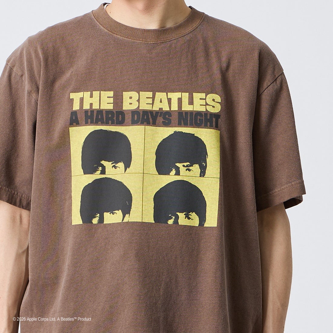 GOOD ROCK SPEED [グッドロックスピード] 別注 THE BEATLES ロックプリントTシャツ [INTN-061-JF] BROWN &&モデル身長：168cm 着用サイズ：L&&