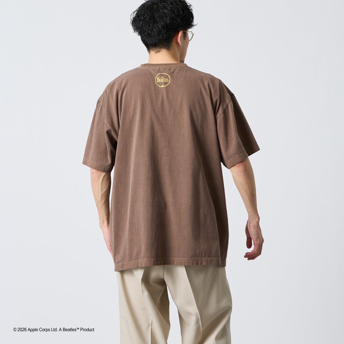 GOOD ROCK SPEED [グッドロックスピード] 別注 THE BEATLES ロックプリントTシャツ [INTN-061-JF] BROWN &&モデル身長：168cm 着用サイズ：XL&&