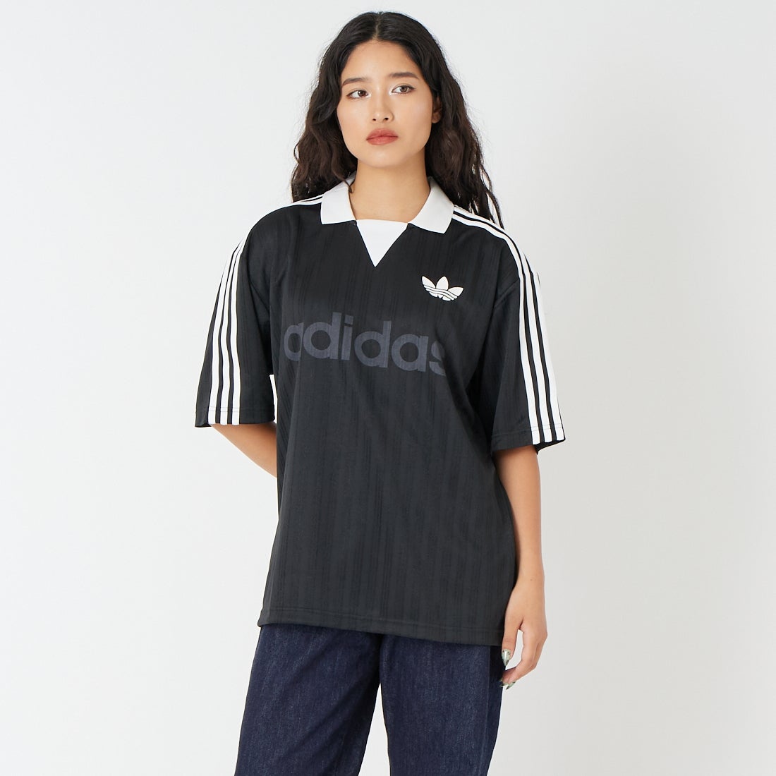 adidas Originals [アディダス オリジナルス] 襟付きゴーリートップ [VA035] JX8980 &&モデル身長：162cm 着用サイズ：S&&