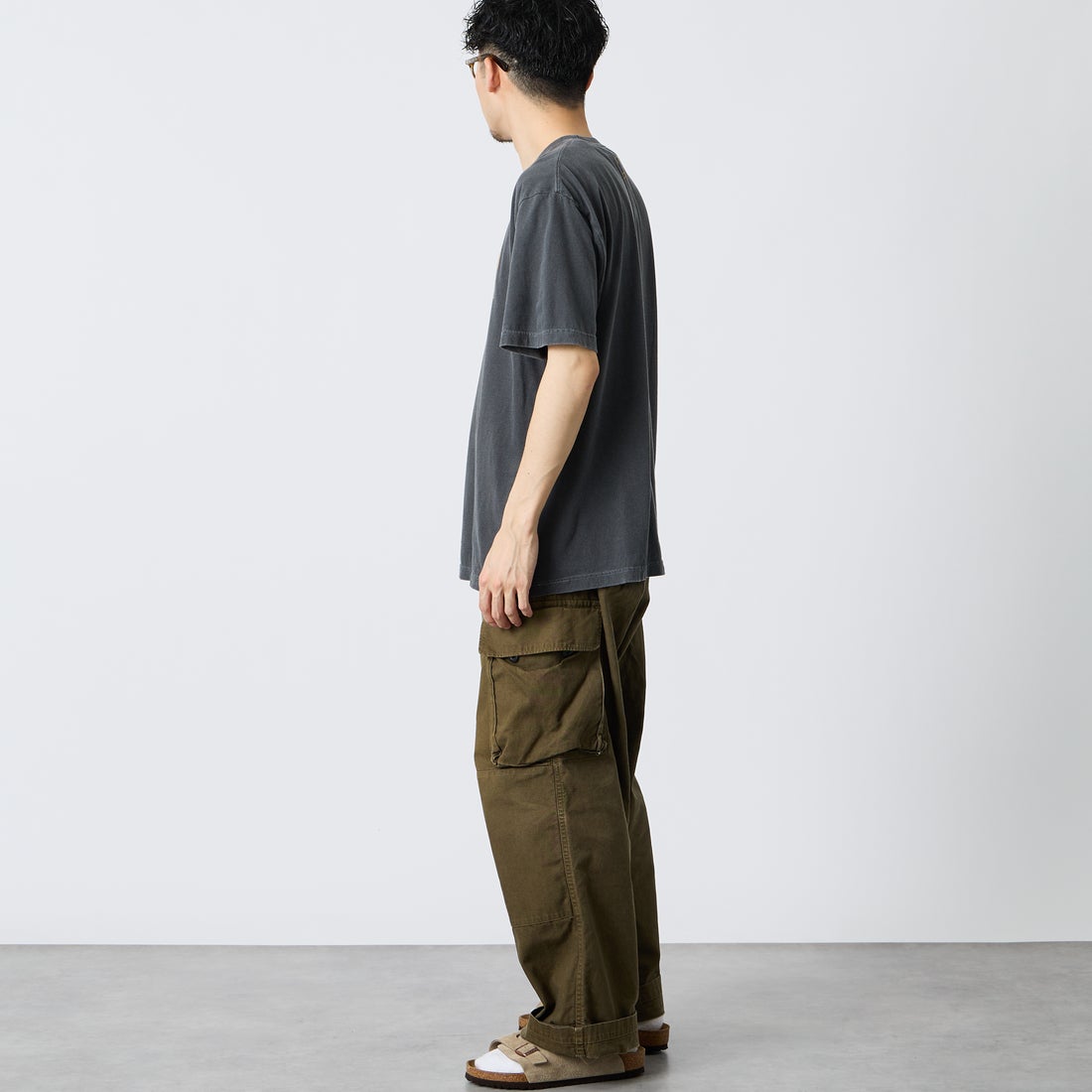 GOOD ROCK SPEED [グッドロックスピード] 別注 NIRVANA ロックプリントTシャツ [INTN-030-JF] CHARCOAL &&モデル身長：168cm 着用サイズ：L&&