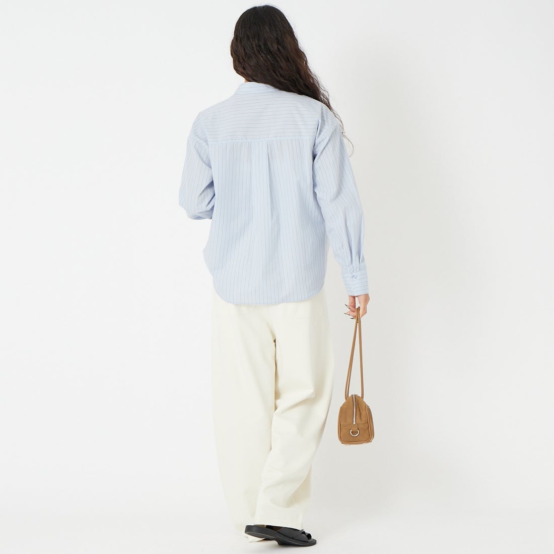 Jf Ready Made [ジェイエフレディメイド] TCブロードストライプシャツ [8560344-01] 87 ｹﾐｶﾙｳｫｯ &&モデル身長：162cm 着用サイズ：F&&