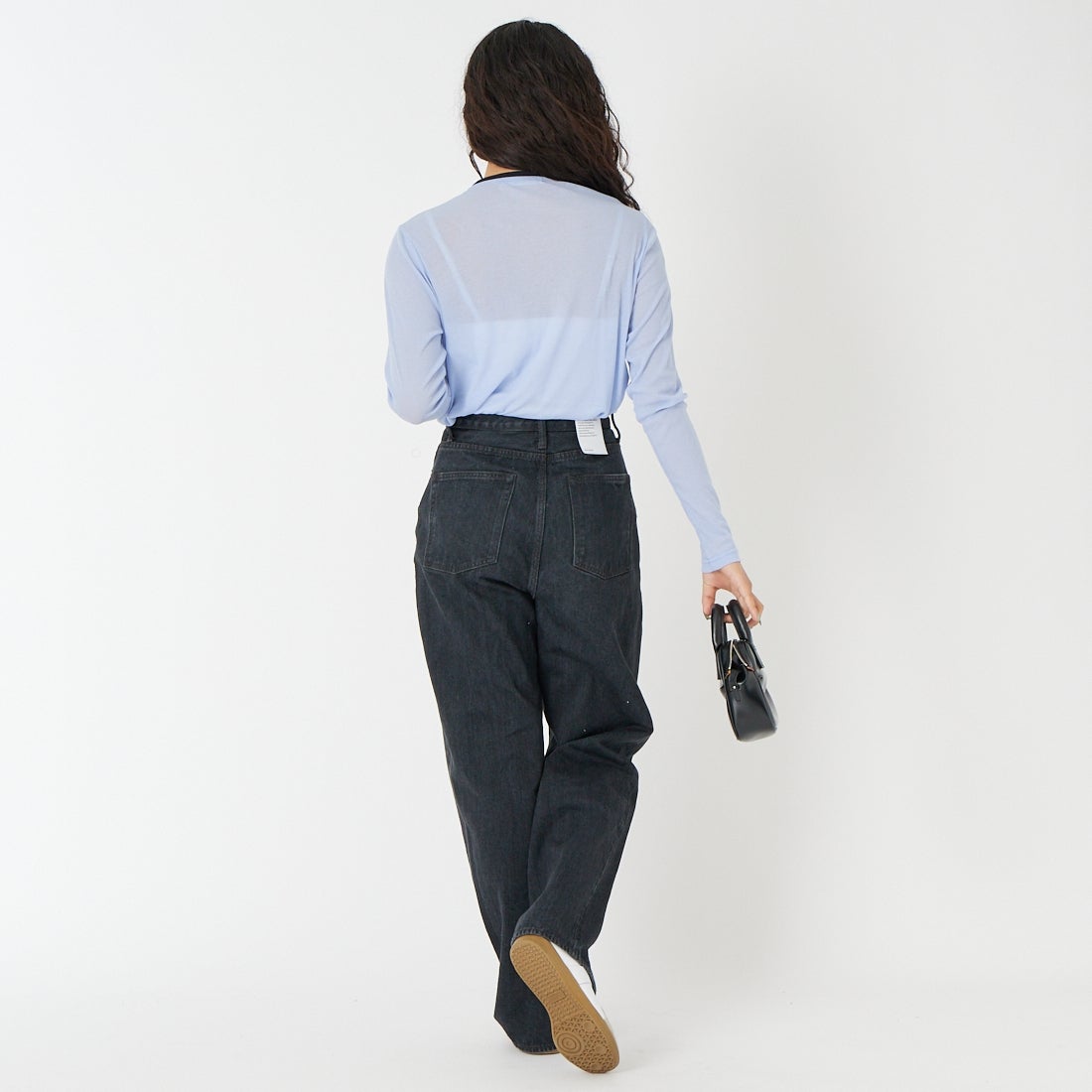 USINE [ユジーヌ] コットンシアーロングスリーブTシャツ [21267069] 073 ｻｯｸｽ/ﾈ &&モデル身長：162cm 着用サイズ：F&&