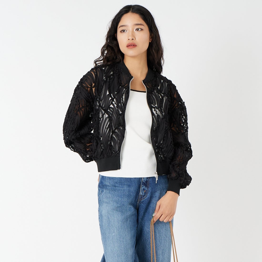 【美品】BRUNELLO CUCINELLI シアーブルゾン 花刺繍 36 レースシアーブルゾン A/C DESIGN BY ALPHA CUBIC｜クロスプラス公式