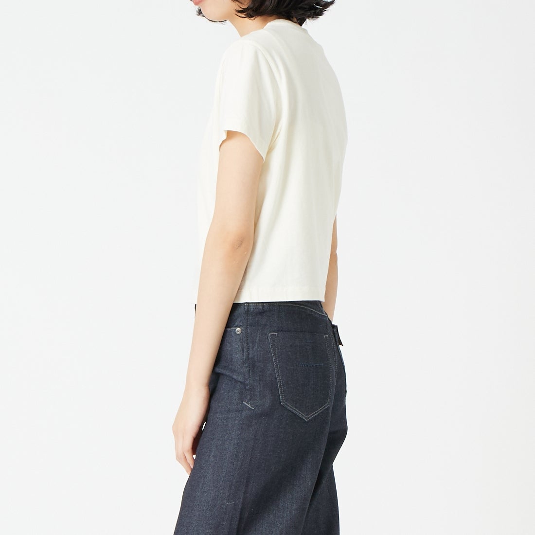 MAISON KITSUNE [メゾン キツネ] MAISON KITSUNE PARIS ベビーTシャツ [QW00100KJ7026] 0063 NOBLE &&モデル身長：162cm 着用サイズ：S&&