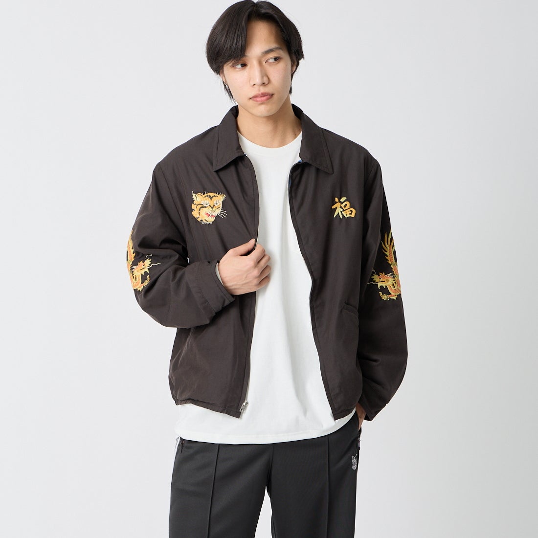 GOLD [ゴールド] ベトナムジャケット エイジングモデル [GL15847] 119 BLACK &&モデル身長：179cm 着用サイズ：L&&