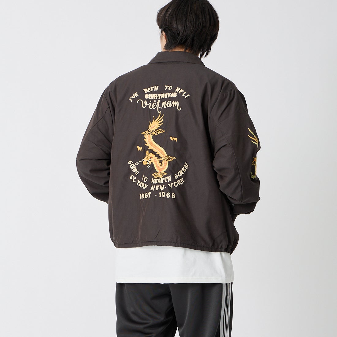 GOLD [ゴールド] ベトナムジャケット エイジングモデル [GL15847] 119 BLACK &&モデル身長：179cm 着用サイズ：L&&