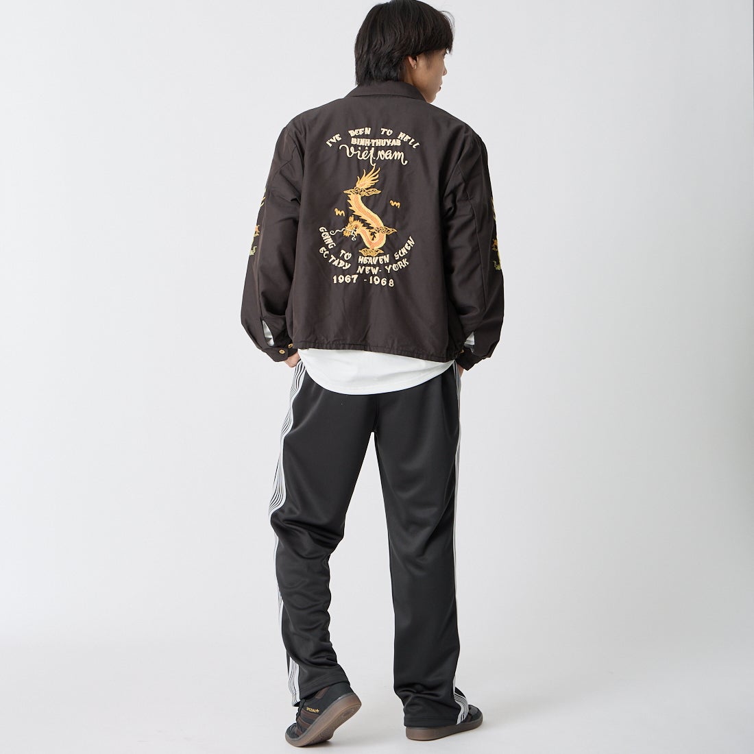 GOLD [ゴールド] ベトナムジャケット エイジングモデル [GL15847] 119 BLACK &&モデル身長：179cm 着用サイズ：L&&