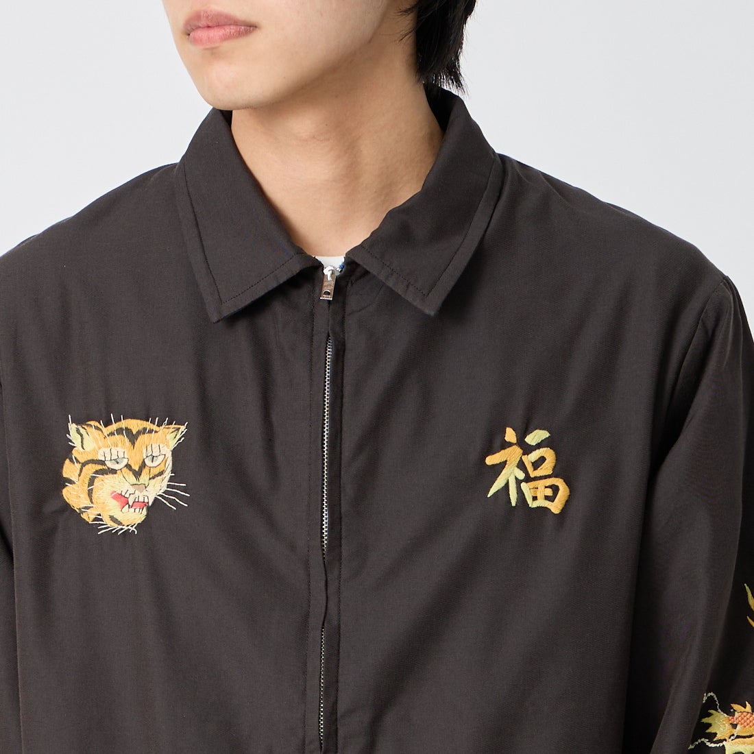 GOLD [ゴールド] ベトナムジャケット エイジングモデル [GL15847] 119 BLACK &&モデル身長：179cm 着用サイズ：L&&