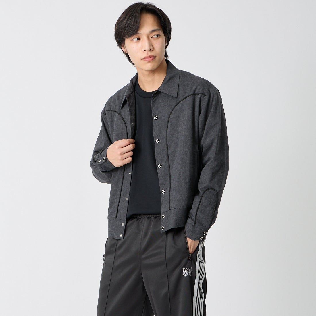 116 C.GRAY&&モデル身長：179cm 着用サイズ：M&&